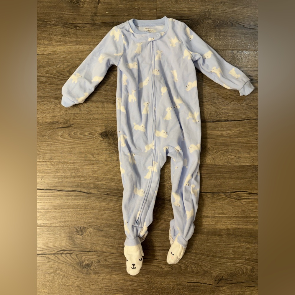 Carter's Light Blue Polar Bear Footed One Piece